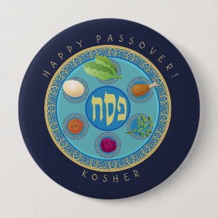 Passover Plate Kosher Pesach Button