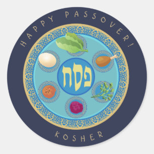 Passover Plate Kosher Pesach Runder Aufkleber
