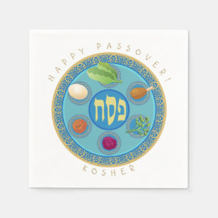Passover Plate Kosher Pesach Symbole Serviette