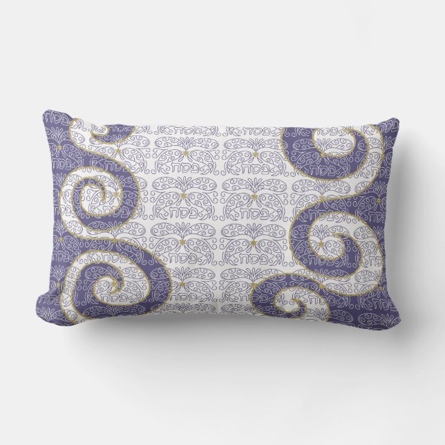 Passover Seder Lumbar Pillow "Pessach Paisley" Lendenkissen (Vorderseite)