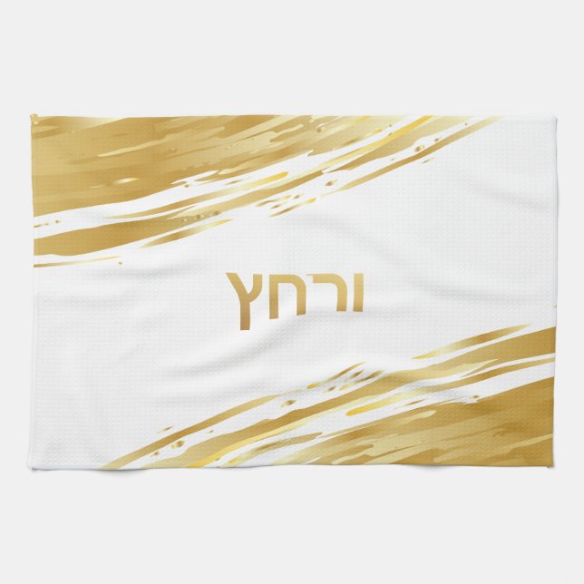 Passover Seder Urchatz Elegante Gold Küchentücher (Horizontal)