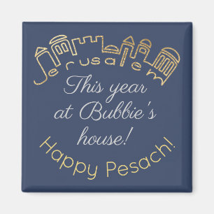 Passover Square Magnet "Gold Jerusalem"
