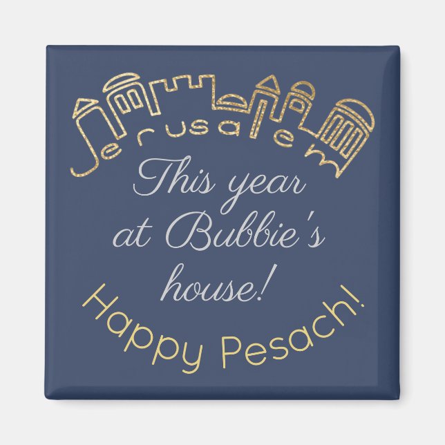 Passover Square Magnet "Gold Jerusalem" (Vorne)