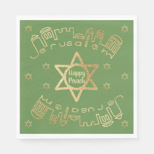 Passover Standard Napkins "Gold Jerusalem"-Muster Serviette