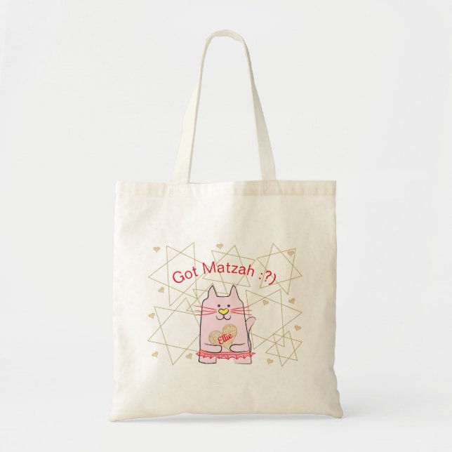 Passover Tote Bag Pink Cat Ballerina Tragetasche (Vorne)
