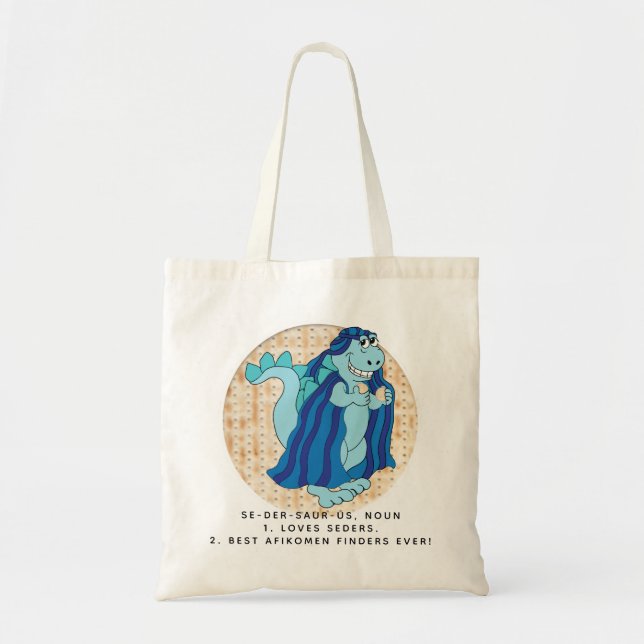 Passover Tote Bag Sedersaurus Dinosaurier Tragetasche (Vorne)