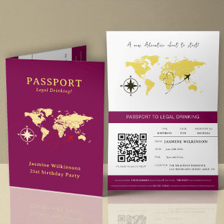 Passport 21st Birthday Legal Drinking party Ankündigung
