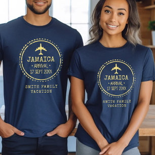 Passport-Briefmarke Jamaica Familienurlaub Blue T-Shirt