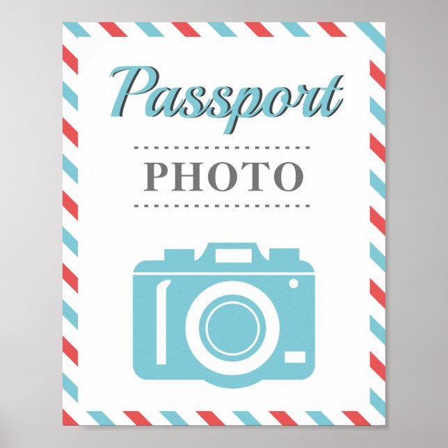 Passport Foto Stand Airline Reisen Party Blue Red Poster (Vorne)