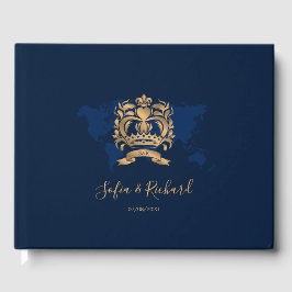 Passport Hochzeit in Urlaubsort Gold Navy Map Wapp Gästebuch