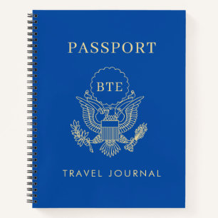 Passport Monogram Custom Travel Journal Notebook Notizbuch