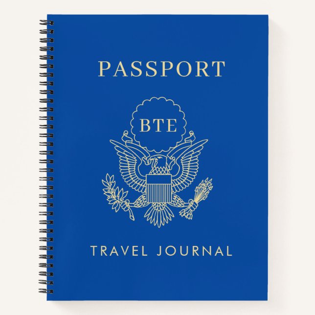 Passport Monogram Custom Travel Journal Notebook Notizbuch (Vorderseite)