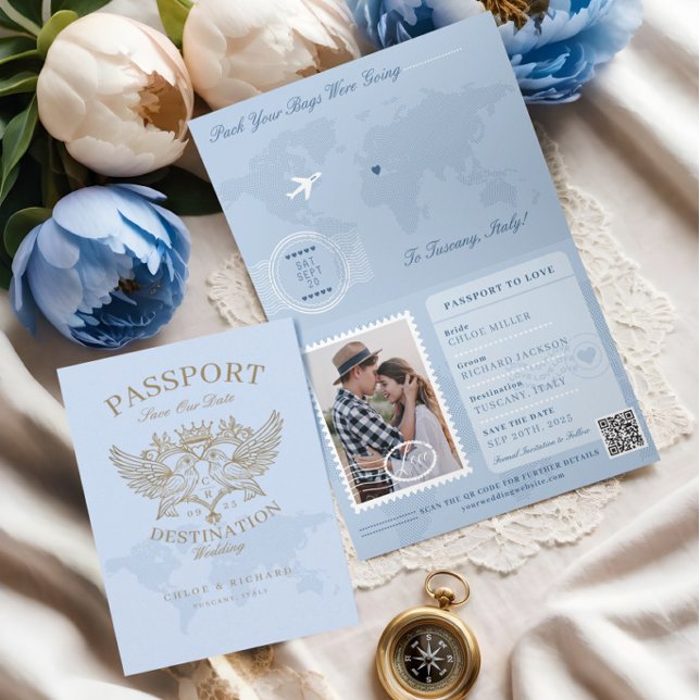 Passport Style Save the Date Hochzeit in Urlaubsor Ankündigung (Passport Style Save The Date Destination Wedding Announcement)