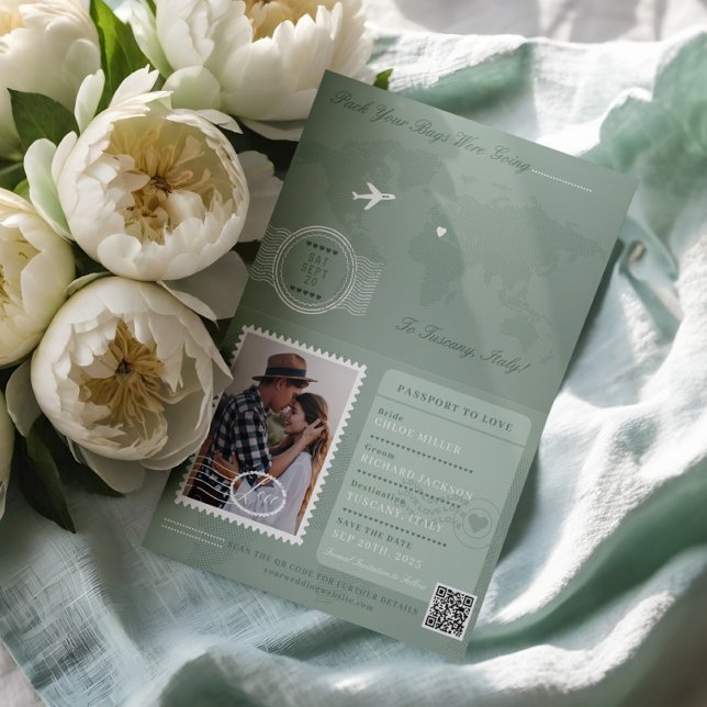 Passport Style Save the Date Hochzeit in Urlaubsor Ankündigung (Passport Style Save The Date Destination Wedding Announcement)