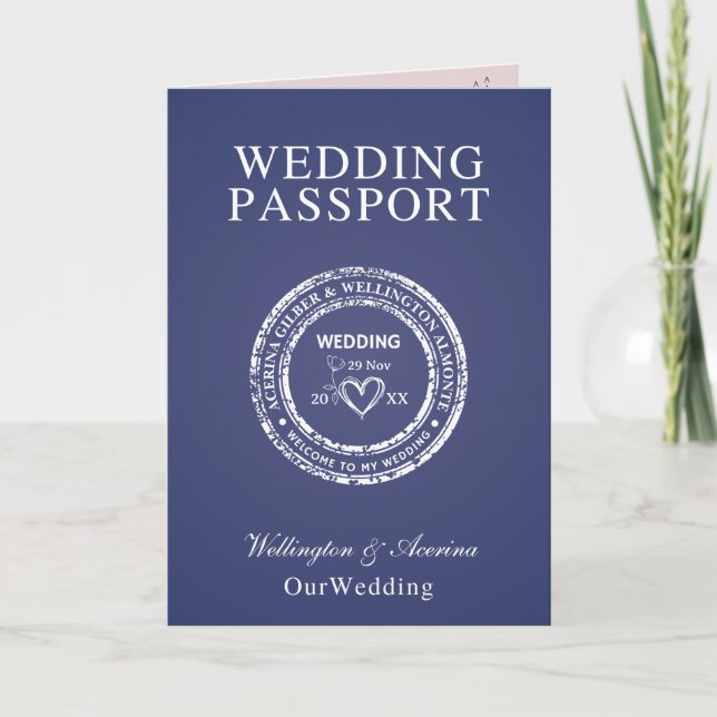 Passport Style Wedding Invitation Einladung (Vorderseite)