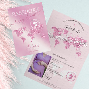 Passport Travel Girl Baby Shower Adventure beginnt Einladung