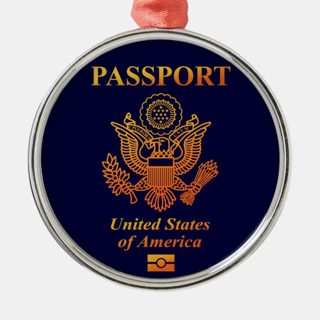 PASSPORT(USA) ORNAMENT AUS METALL (Vorne)