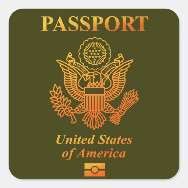 PASSPORT(USA) QUADRATISCHER AUFKLEBER (Vorderseite)