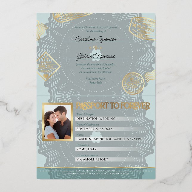 Passport Wedding Foil Invitation Folieneinladung (Rückseite)