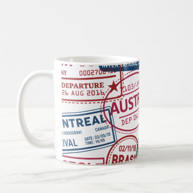 Passstempel-Süchtiger Retro-Weltreisender  Kaffeetasse (Links)