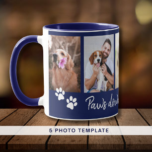 Passt den besten Hund-Vater 5 FotoCollage blau an Tasse