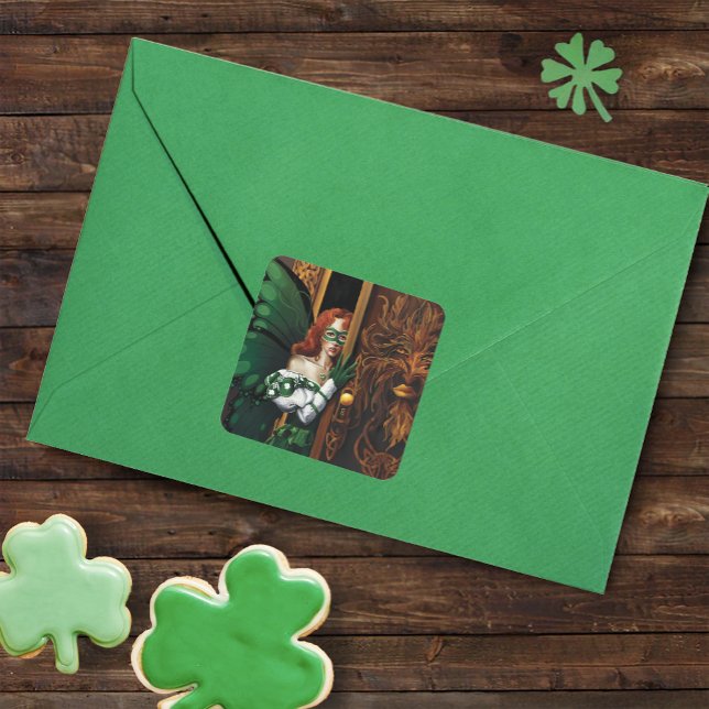 Password Fairy Green Celtic Quadratischer Aufkleber (Von Creator hochgeladen)