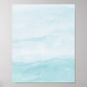 Pasta Aqua Blue Ombre Wasserfarbe Abstrakt Art Poster