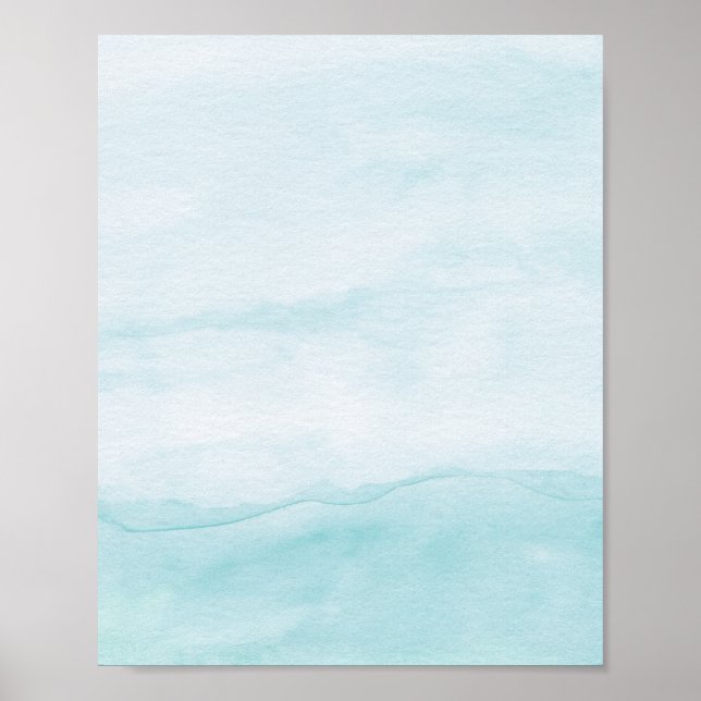 Pasta Aqua Blue Ombre Wasserfarbe Abstrakt Art Poster (Vorne)