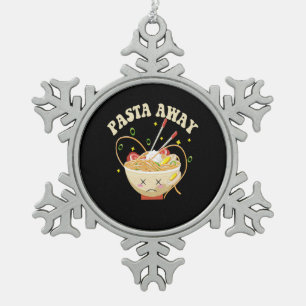 Pasta Away Funny Noodles Kawaii Japanisch Ästhetik Schneeflocken Zinn-Ornament