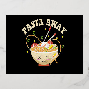 Pasta Away Lustige Nudeln Kawaii Japanisches Ästhe Folie Einladungspostkarte