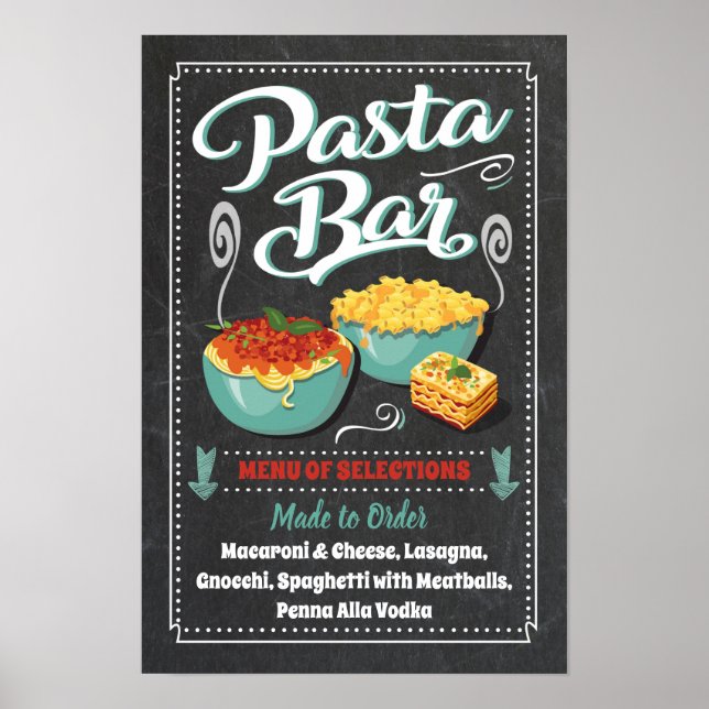 Pasta-Bar-Party-Schild Poster (Vorne)