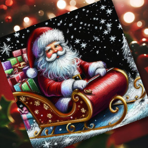 Pasta Christmas Holiday Santa Claus Sleigh Karte