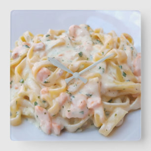 Pasta Custom Food Photo Quadratische Wanduhr