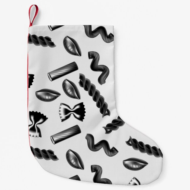 Pasta Diversity Grau Food Italien Lover Feinschmec Kleiner Weihnachtsstrumpf (Vorderseite)