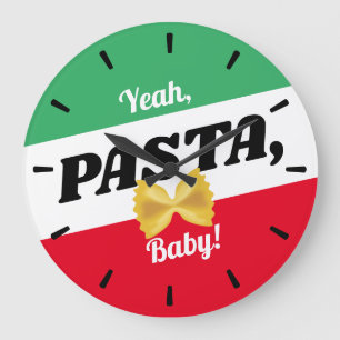 Pasta Italian food flag personalized kitchen Große Wanduhr