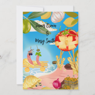 Pasta-Liebe bei der Shore Sausage Wedding Einladung