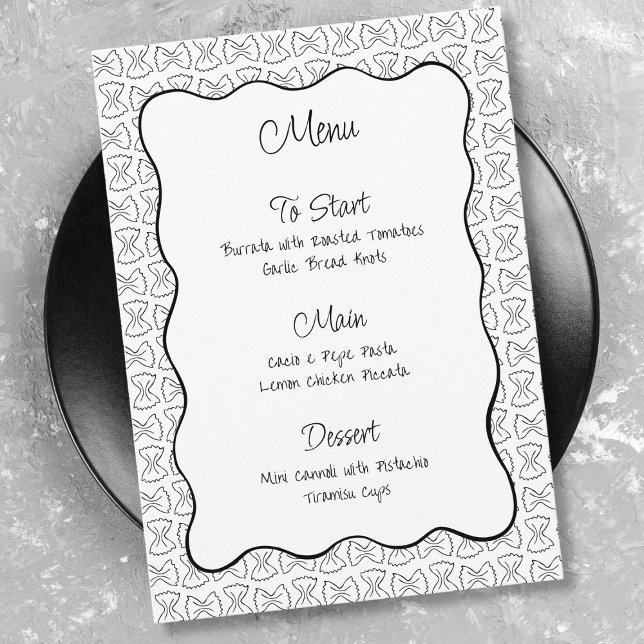 Pasta-Muster, das eher italienisches Brautparty is Menükarte (Von Creator hochgeladen)