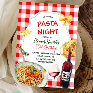 Pasta Night and Wine Adult Geburtstag Abendessen Einladung