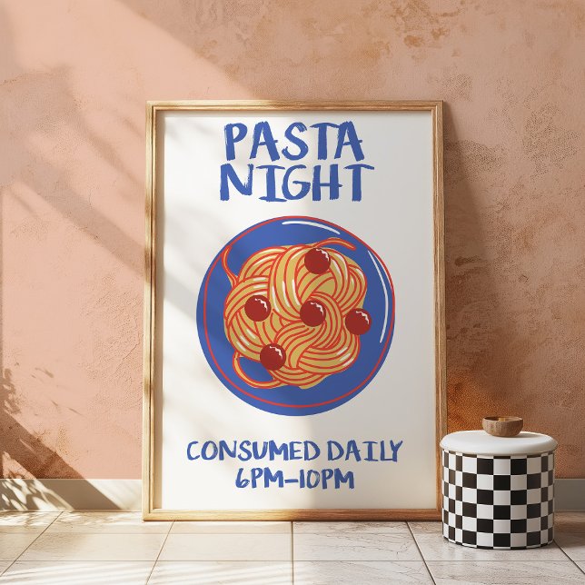 Pasta Night Retro Kitchen Funny Food Wall Poster  (Von Creator hochgeladen)