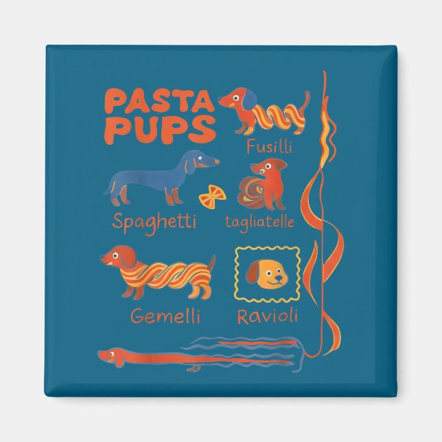 Pasta P Dog Funny Dachshund Dog Pasta Foodie Dog S Magnet (Vorne)
