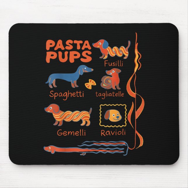 Pasta P Dog Funny Dachshund Dog Pasta Foodie Dog S Mousepad (Vorne)