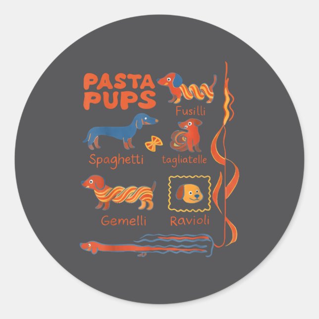 Pasta P Dog Funny Dachshund Dog Pasta Foodie Dog S Runder Aufkleber (Vorderseite)