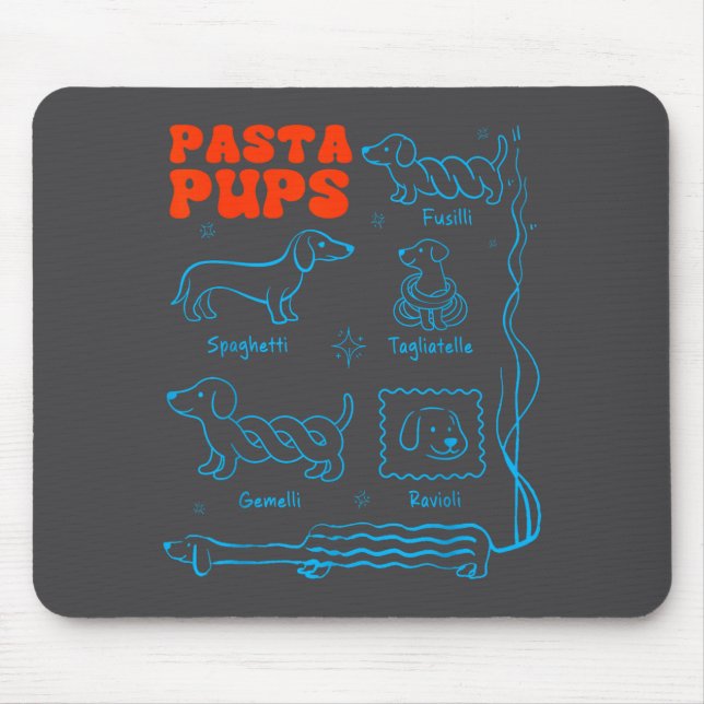 Pasta P Funny Dachshund Wiener Dog Pasta Foodie Do Mousepad (Vorne)