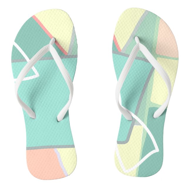 Pasta Pale Türkis Pink Abstrakte Kunst Flip Flops (Fußbett)