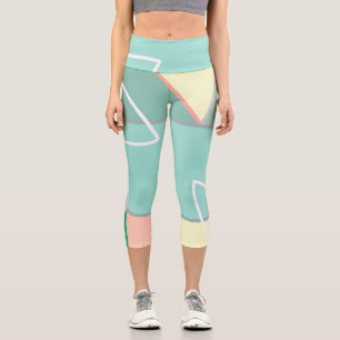 Pasta Pale Turquoise Pink Abstrakte Kunst, Dichtun Capri Leggings
