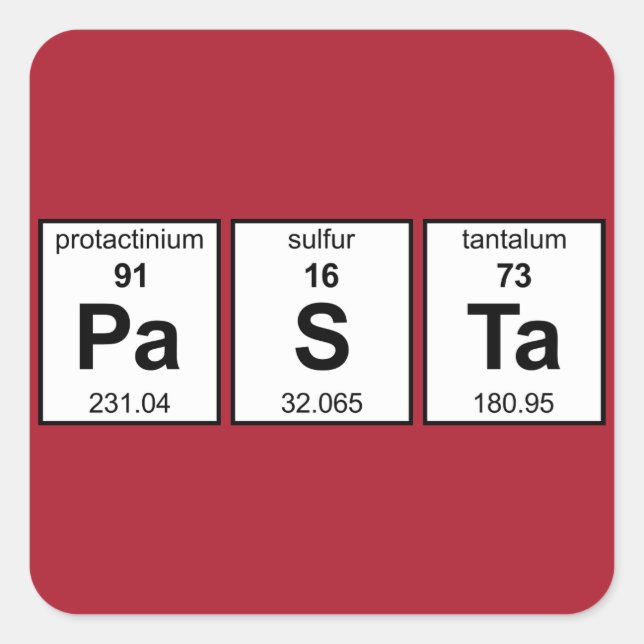 PaSTa Periodic-Tabelle Quadratischer Aufkleber (Vorderseite)