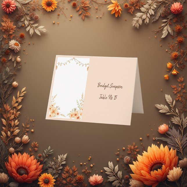 Pasta Rustic boho Florals Single Gästekarte Dankeskarte (Von Creator hochgeladen)