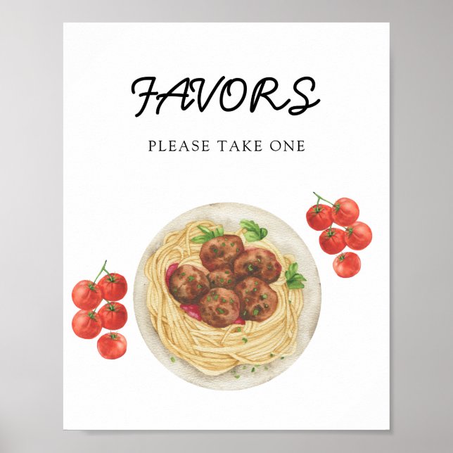 Pasta spaghetti Baby shower Favors Poster (Vorne)