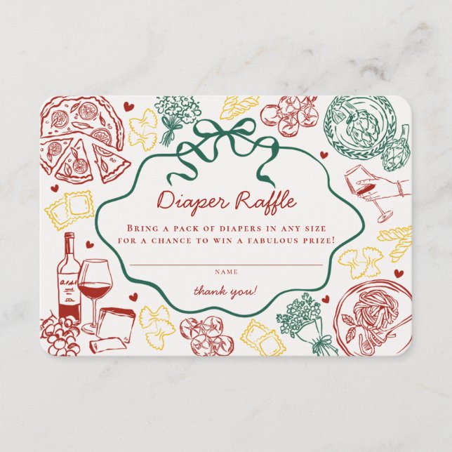 Pasta Special Delivery Italian Baby Diaper Raffle Begleitkarte (Vorderseite)