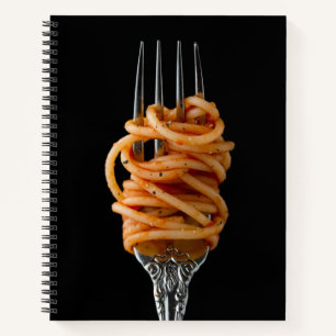 Pasta spun auf einer Gabel, Food Spaghetti Notizbuch